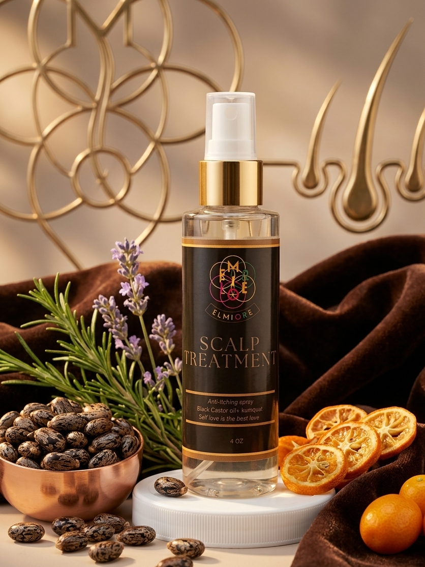 Traitement du cuir chevelu à l'huile de ricin noire (spray anti-démangeaisons)