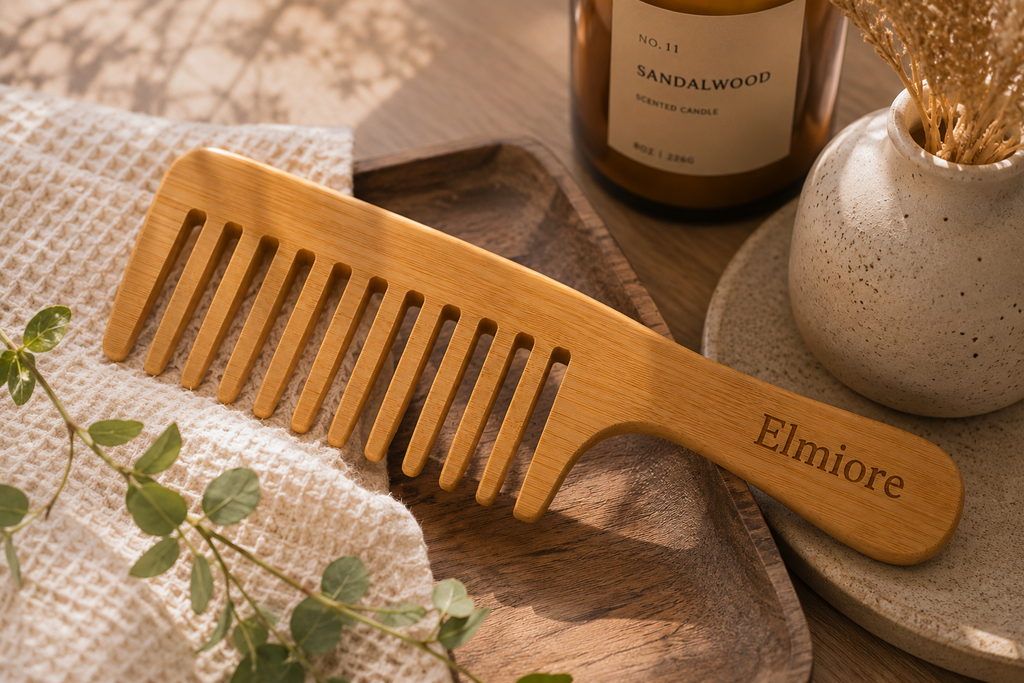 Elmiore Luxury Bamboo Wide Tooth Comb